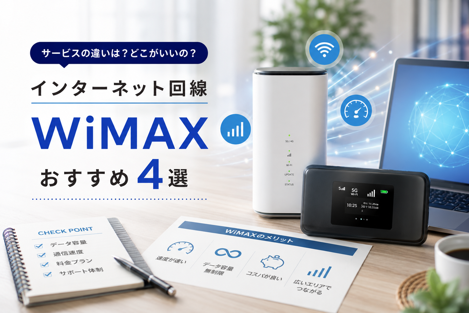 サービスの違いは？どこがいいの？インターネット回線WiMAXおすすめ4選