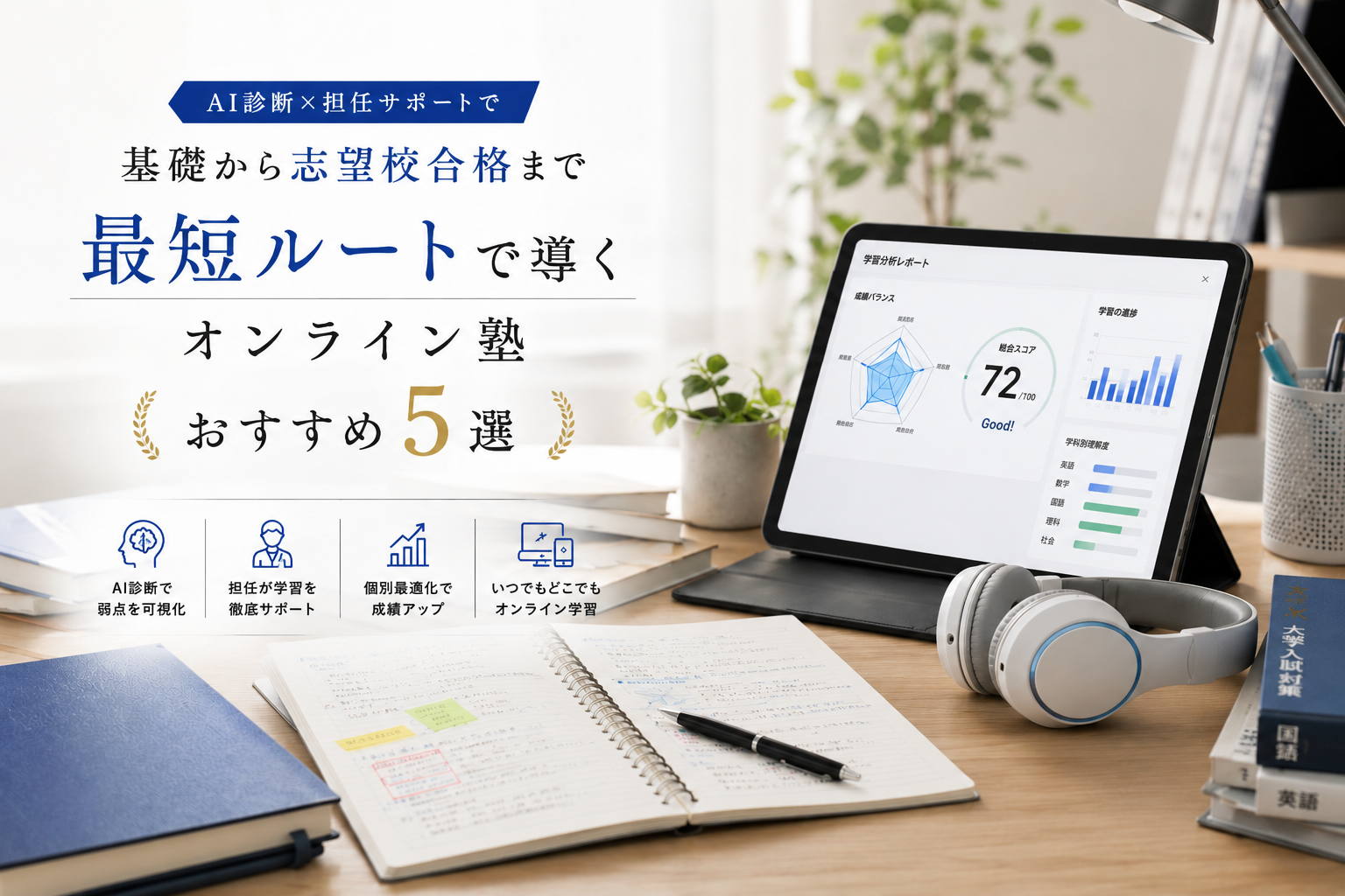 AI診断×担任サポートで基礎から志望校合格まで最短ルートで導くオンライン塾おすすめ5選